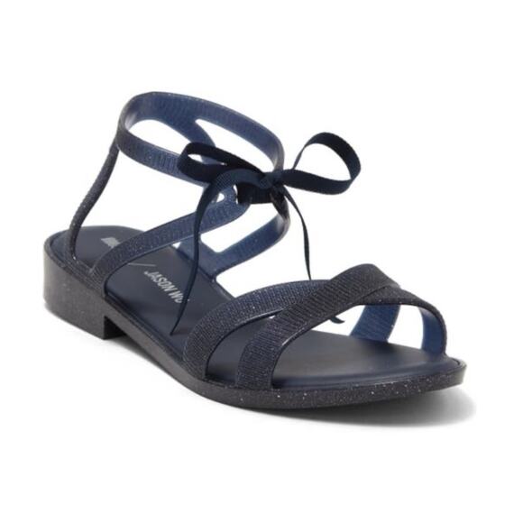 Melissa x Jason Wu Womens 9 Ophelia Low Sandal in Dark Blue Glitter NEW - Picture 1 of 12